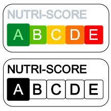 Indicador Nutriscore en una etiqueta de PLABEL WIN